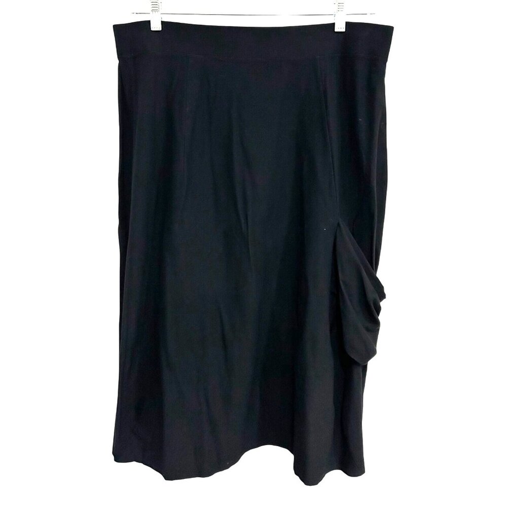 Eileen Fisher Black Ruched Lagenlook Grunge Punk Side Pocket Skirt Size Large